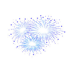 Blue Fireworks on white background vector illustration
