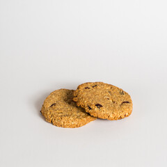 Chocolate chip cookie with white background