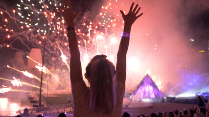 Woman Enjoying Fireworks