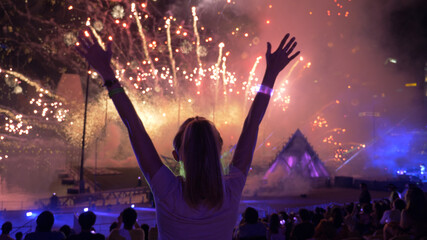 Woman Enjoying Fireworks