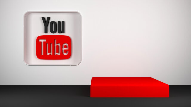 wall youtube icon with copy space