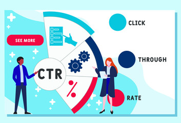 Vector website design template . CTR - Click Through Rate acronym, business   concept. illustration for website banner, marketing materials, business presentation, online advertising.