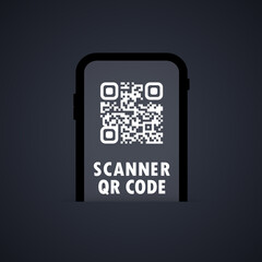 QR scanner. Mobile phone scans QR code. For digital payment concept. Vector on isolated background. EPS 10.