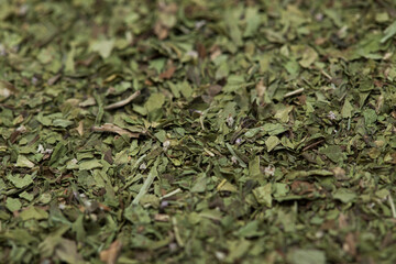Close-up green dried mint background.