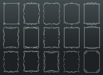 Vintage ornamental rectangular frames on chalkboard, vector illustration for design wedding invitation, scrapbooking © Victoria Sergeeva