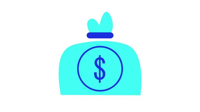 bag with money on a white background. 4k video