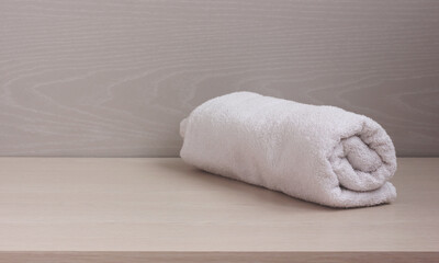 white towel on the table.