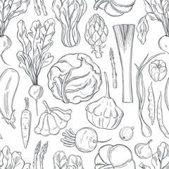  Vector pattern with vegetables.