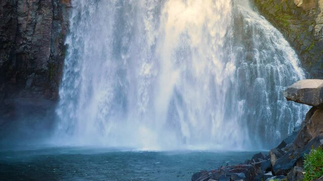 The beautiful Rainbow Falls in the Ansel Adams Wilderness near Mammoth Lakes California USA