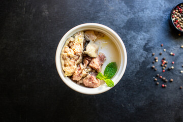 catfish canned fish seafood ready to eat on the table healthy meal snack top view copy space for text food background diet pescetarian