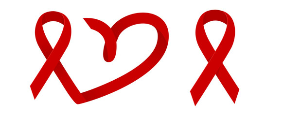 HIV test. World AIDS Day 1 December, red ribbon.