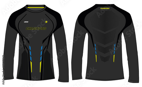 Download Sports Long Sleeve T Shirt Jersey Design Concept Vector Template Sports Jersey Concept With Front And Back View For Soccer Cricket Football Volleyball Rugby Tennis Badminton Uniform Wall Mural Faalil
