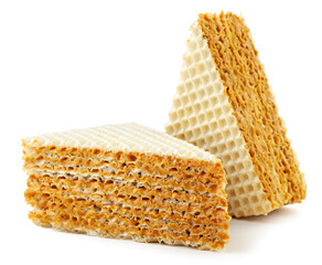 Waffle cake portions on a white background. Isolated