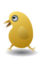 A funny chicken running in cartoon style. Vector Illustration