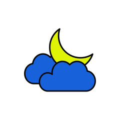 Cloud and moon colored icon