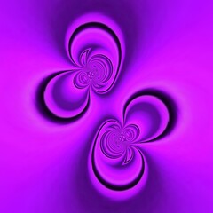 stylized mountain peak repeating intricate geometric patterns and cyclone design in shades of pink and purple on a black background