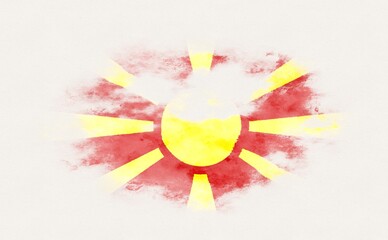 Painted national flag of Macedonia.