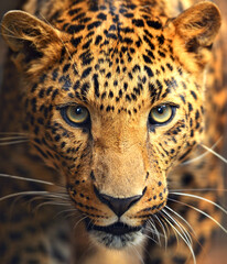 Wild leopard face portrait