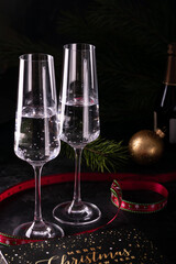 Two glasses of champagne on New Year's Eve