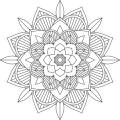 Easy Mandala coloring book simple and basic for beginners, seniors and children. Set of Mehndi flower pattern for Henna drawing and tattoo. Decoration in ethnic oriental, Indian style.