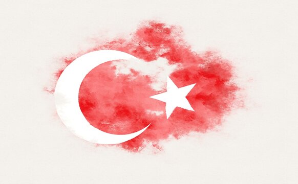 Painted national flag of Turkey.