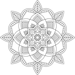 Easy Mandala coloring book simple and basic for beginners, seniors and children. Set of Mehndi flower pattern for Henna drawing and tattoo. Decoration in ethnic oriental, Indian style.