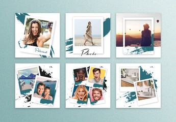 Social Media Layouts with Polaroid Photo Frames