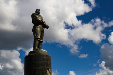 Monument to the famous Russian pilot Valery Chkalov in Nizhny Novgorod (Russia)