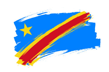 Flag of the Democratic Republic of the Congo. DR Congo or the DRC flag brush concept. Horizontal Congo vector Illustration isolated on white background.