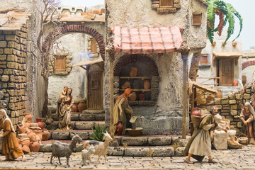 The art of Neapolitan nativity of S. Gregorio Armeno, also called crib or presepe, Naples,...