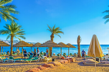 The sand beach in Eilat, Israel