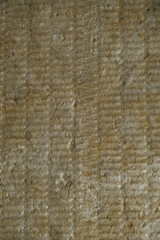Mineral wool for insulating the walls as a background image texture. Top view. Copy, empty space for text