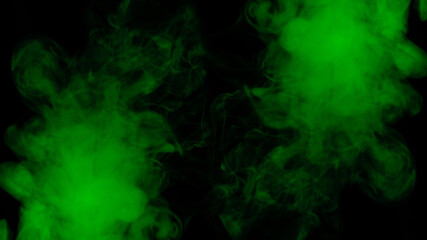 Green steam on a black background.