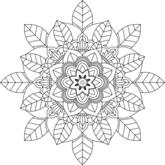 Easy Mandala coloring book simple and basic for beginners, seniors and children. Set of Mehndi flower pattern for Henna drawing and tattoo. Decoration in ethnic oriental, Indian style.