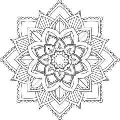 Easy Mandala coloring book simple and basic for beginners, seniors and children. Set of Mehndi flower pattern for Henna drawing and tattoo. Decoration in ethnic oriental, Indian style.