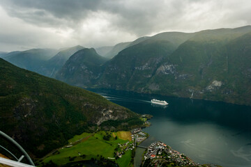 Stegastein lookout at the Aurlandsfjord, coming down from Laerdalpass