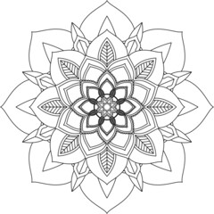 Easy Mandala coloring book simple and basic for beginners, seniors and children. Set of Mehndi flower pattern for Henna drawing and tattoo. Decoration in ethnic oriental, Indian style.