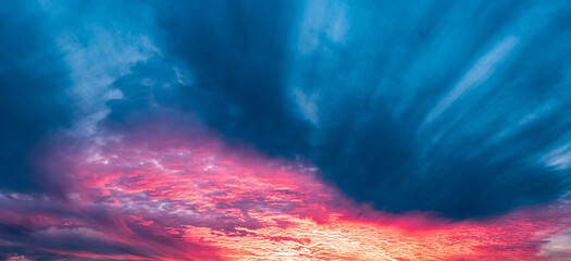 Clorful sky panorama during sunset, sunrise background, Colorful clouds.