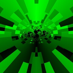 Julia style fractal designs in shades of neon green geometric asymmetric patterns on black background 