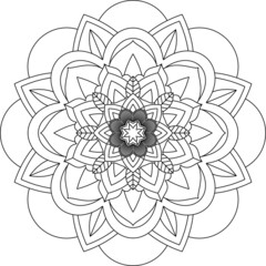 Easy Mandala coloring book simple and basic for beginners, seniors and children. Set of Mehndi flower pattern for Henna drawing and tattoo. Decoration in ethnic oriental, Indian style.