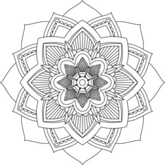 Easy Mandala coloring book simple and basic for beginners, seniors and children. Set of Mehndi flower pattern for Henna drawing and tattoo. Decoration in ethnic oriental, Indian style.