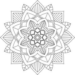 Easy Mandala coloring book simple and basic for beginners, seniors and children. Set of Mehndi flower pattern for Henna drawing and tattoo. Decoration in ethnic oriental, Indian style.