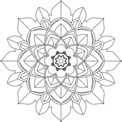 Easy Mandala coloring book simple and basic for beginners, seniors and children. Set of Mehndi flower pattern for Henna drawing and tattoo. Decoration in ethnic oriental, Indian style.