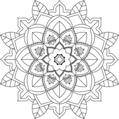 Easy Mandala coloring book simple and basic for beginners, seniors and children. Set of Mehndi flower pattern for Henna drawing and tattoo. Decoration in ethnic oriental, Indian style.