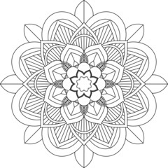 Easy Mandala coloring book simple and basic for beginners, seniors and children. Set of Mehndi flower pattern for Henna drawing and tattoo. Decoration in ethnic oriental, Indian style.