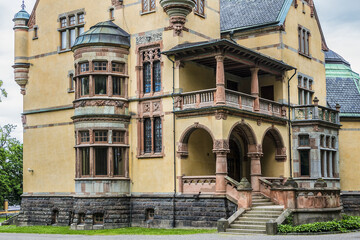 Naklejka premium Stockholm's old buildings architecture: a scenic building on Djurgarden Island. Stockholm, Sweden.