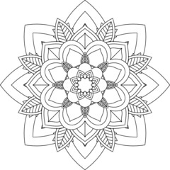 Easy Mandala coloring book simple and basic for beginners, seniors and children. Set of Mehndi flower pattern for Henna drawing and tattoo. Decoration in ethnic oriental, Indian style.