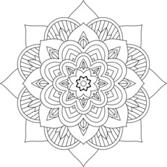 Easy Mandala coloring book simple and basic for beginners, seniors and children. Set of Mehndi flower pattern for Henna drawing and tattoo. Decoration in ethnic oriental, Indian style.
