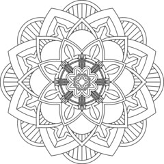 Easy Mandala coloring book simple and basic for beginners, seniors and children. Set of Mehndi flower pattern for Henna drawing and tattoo. Decoration in ethnic oriental, Indian style.