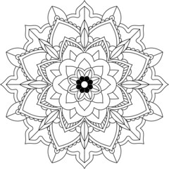 Easy Mandala coloring book simple and basic for beginners, seniors and children. Set of Mehndi flower pattern for Henna drawing and tattoo. Decoration in ethnic oriental, Indian style.